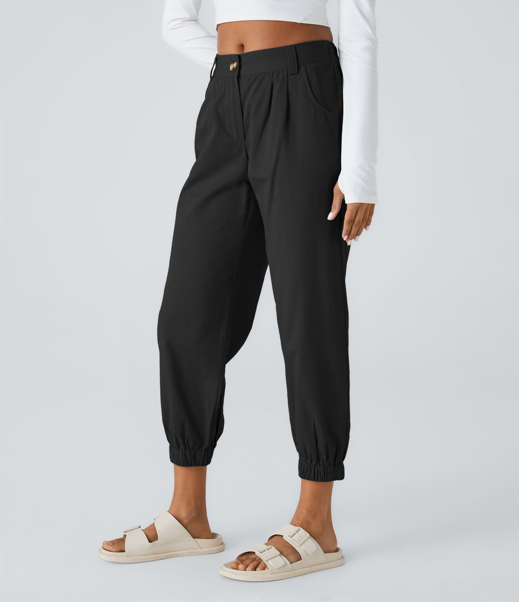 Joggings décontractés à taille mi-haute avec poches
