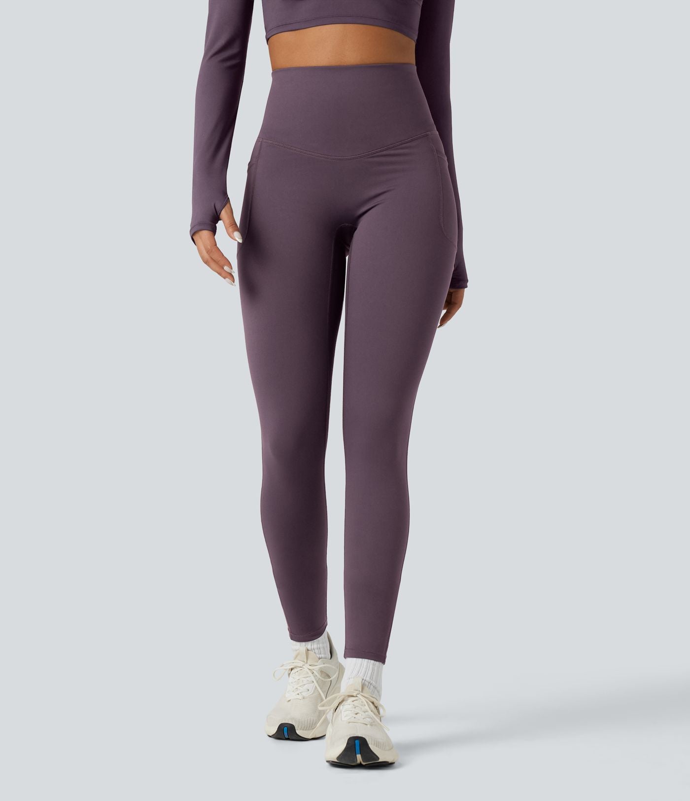 Legging running polaire thermique gainant croisé dos taille haute Halara UltraSculpt™ Heat avec poches