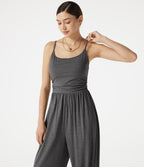 Combinaison jogging décontractée chinée à bretelles réglables, soutien-gorge intégré froncé et poches - Édition Easy Peasy