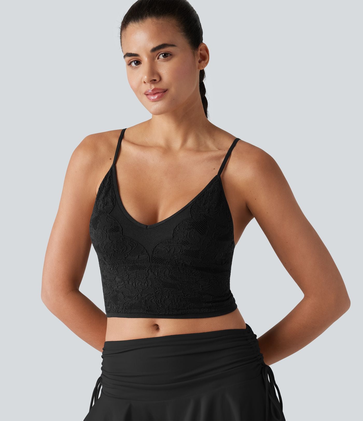 Débardeur de yoga court OneForm Seamless Flow à motif jacquard avec soutien-gorge intégré
