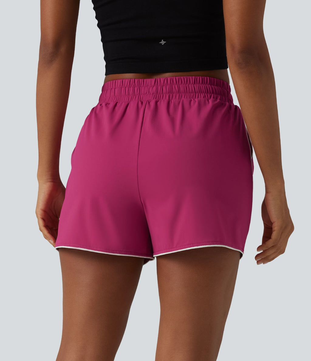 Short de sport taille haute cordon de serrage séchage rapide effet frais InstantCool 7,5 cm avec poches, protection solaire UPF40+