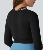 OneForm Seamless Flow Top de sport 2-en-1 court yoga à manches longues raglan
