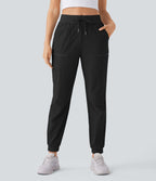 Pantalon de randonnée déperlant et résistant à l'usure, taille moyenne à cordon, poches multiples et doublure polaire