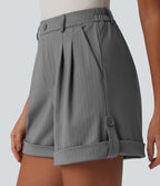 Short casual à rayures 12,5 cm taille haute avec poches