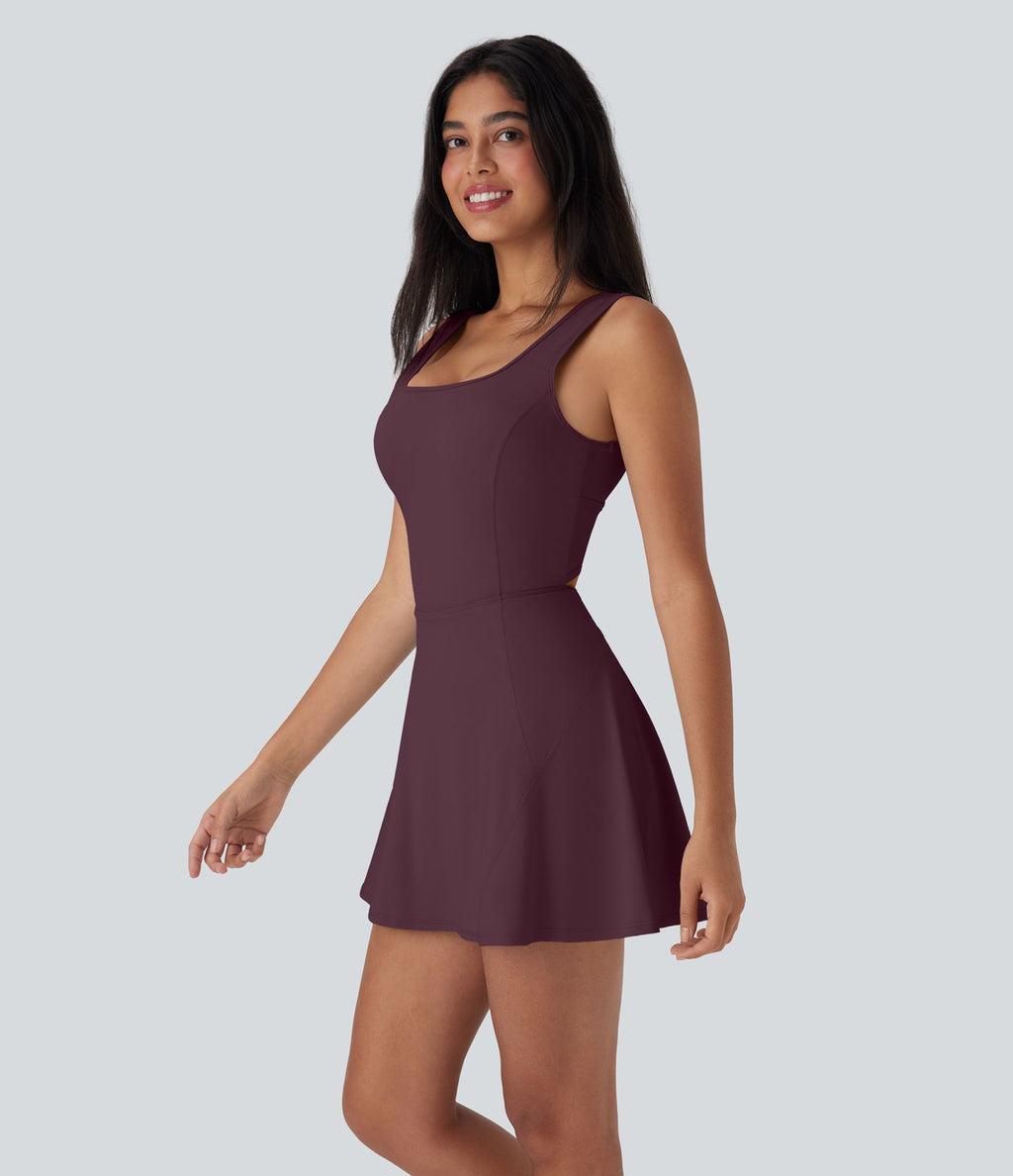 Robe SoftlyZero™ Airy de danse mini 2-en-1 dos nu, col U, bretelles croisées, poches latérales et effet frais InstantCool, accès facile Easy Peasy