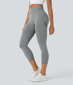 Legging capri yoga taille haute froncé effet push-up sans couture OneForm Seamless Flow