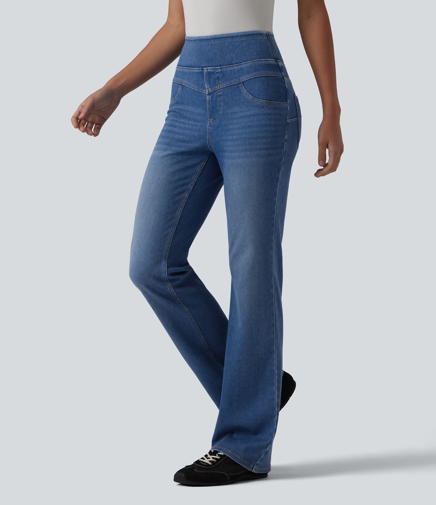 Jean Halara Flex™ taille haute évasé slim décontracté avec poches
