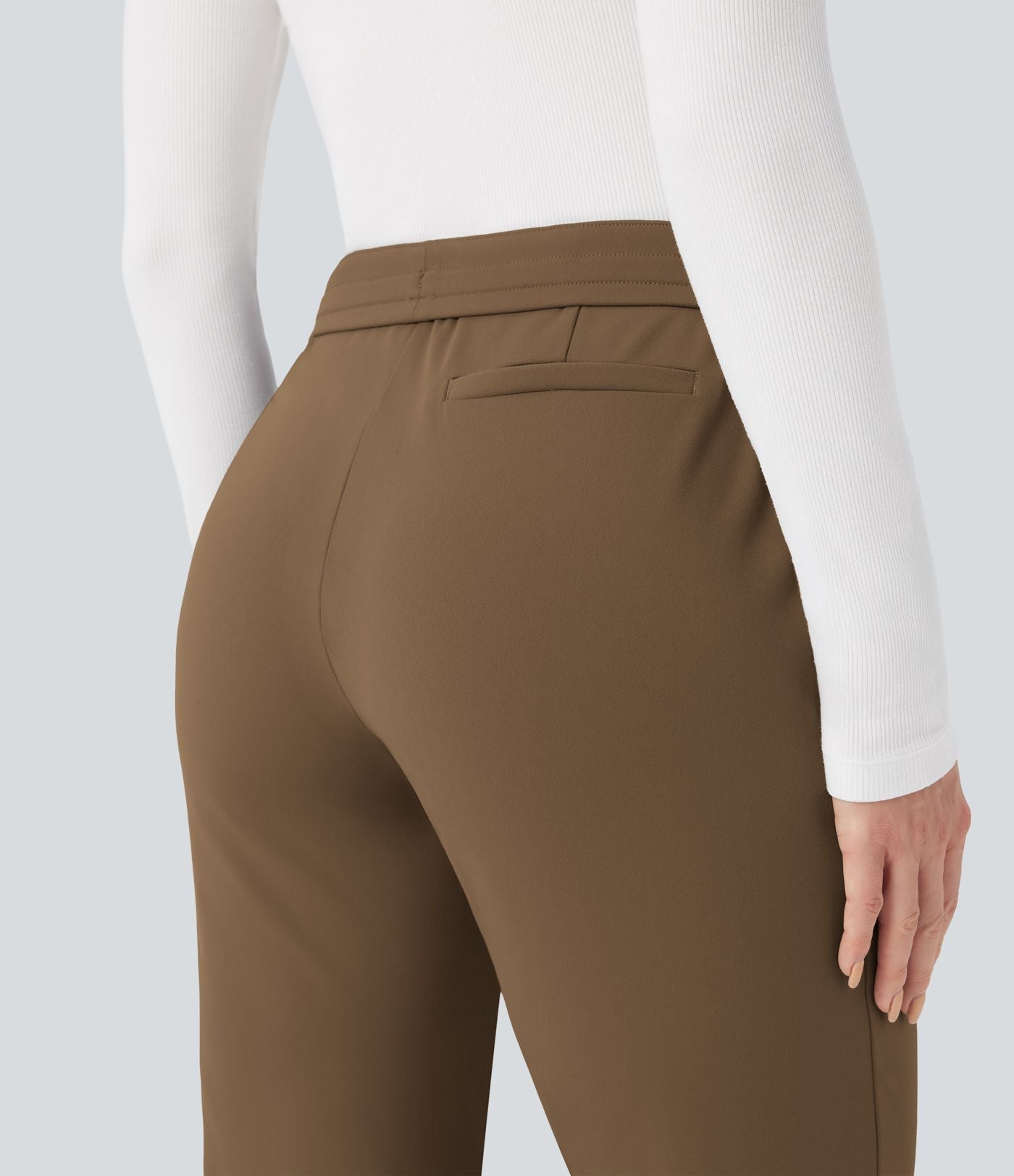 Pantalon de travail ajusté 7/8 repliable taille haute avec cordon de serrage Halara Flex™ DayStretch avec poches