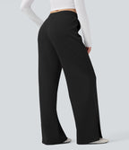 Pantalon décontracté taille haute avec cordon de serrage et poches
