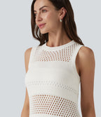 Robe mini sans manches à col rond avec découpes