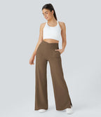 Pantalon yoga large croisé avec ourlet et poches DayStretch - Smile