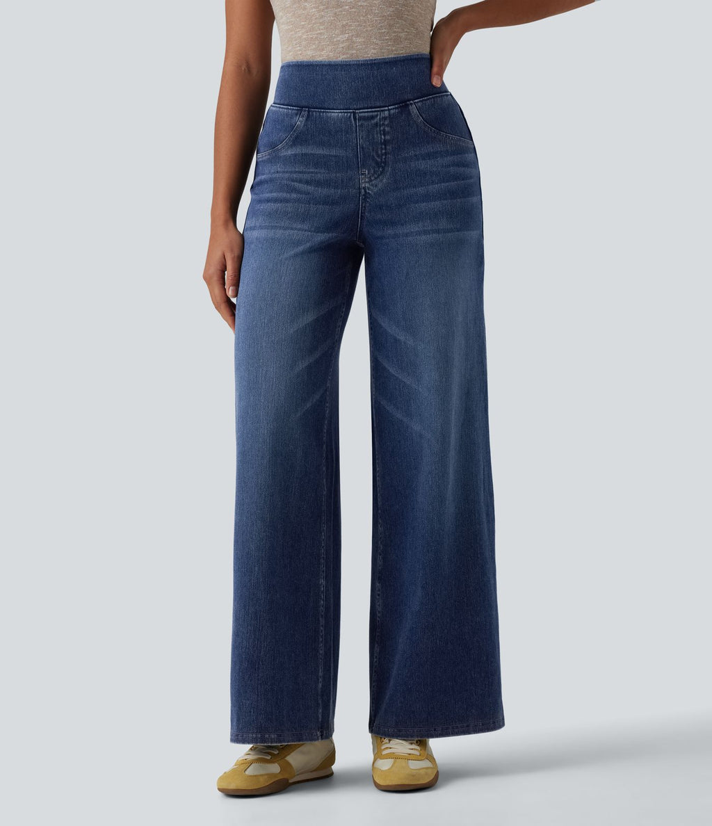 Jean large décontracté Halara Flex™ taille haute gainant avec poches
