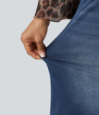 Short en jean ample Halara Flex™ taille haute croisé gainant décontracté avec poches