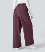 Pantalon Tailleur Large Fluide Halara Flex™ Gaufré Taille Haute Poches Latérales