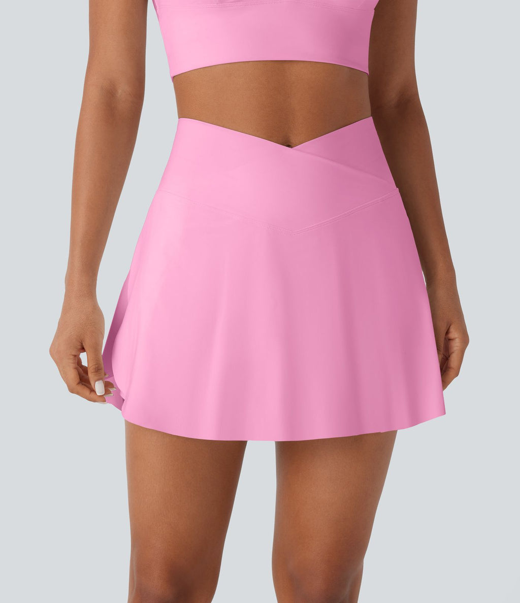 Jupe-short 2-en-1 mini de vacances taille haute croisée à séchage rapide avec poches latérales effet frais InstantCool
