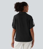 Chemise casual manches courtes aspect lin