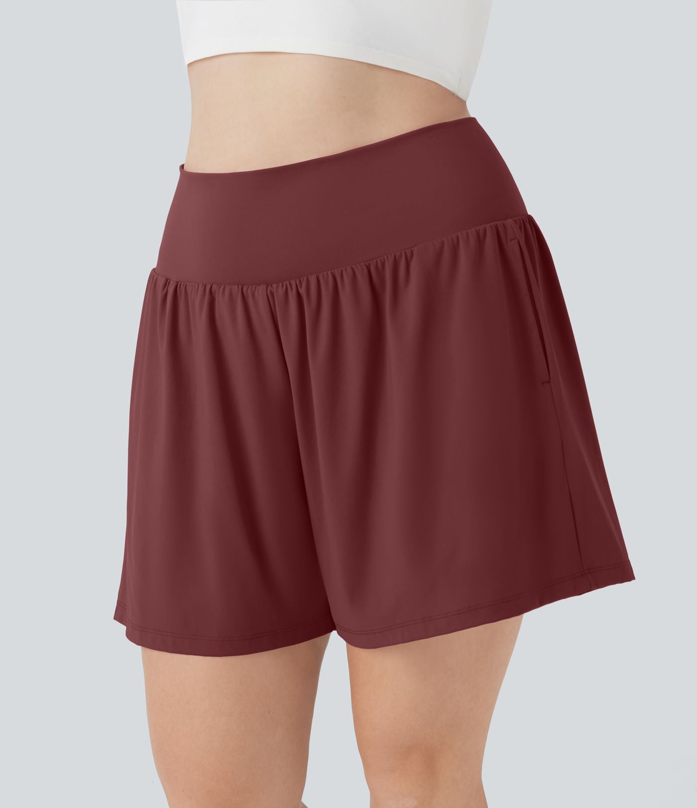 Short tailleur 2-en-1 Cool Touch yoga taille très haute Softlyzero™ Airy grande taille 17,5 cm avec poches