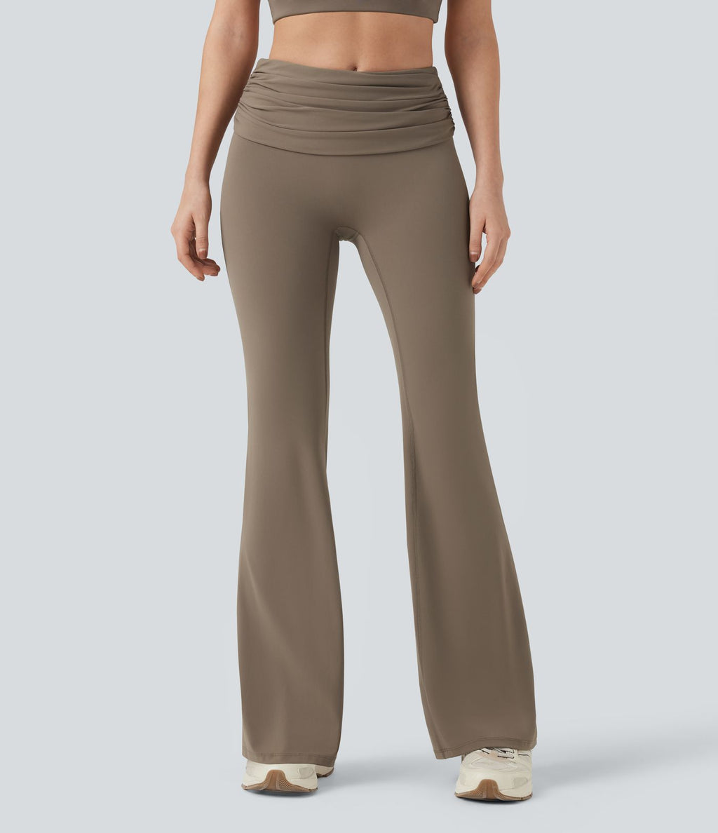 Pantalon de danse à coupe bootcut gainant taille mi-haute repliable avec fronces et poches Halara UltraSculpt™