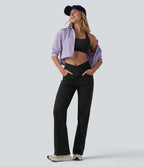 Pantalon de yoga DayStretch croisé taille haute ventre plat coupe droite avec poches
