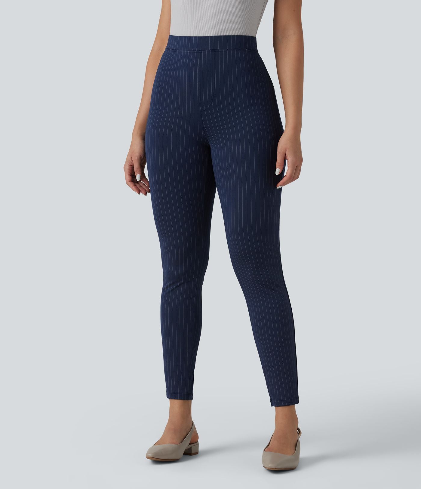 Pantalon bureau taille haute coupe skinny avec poches