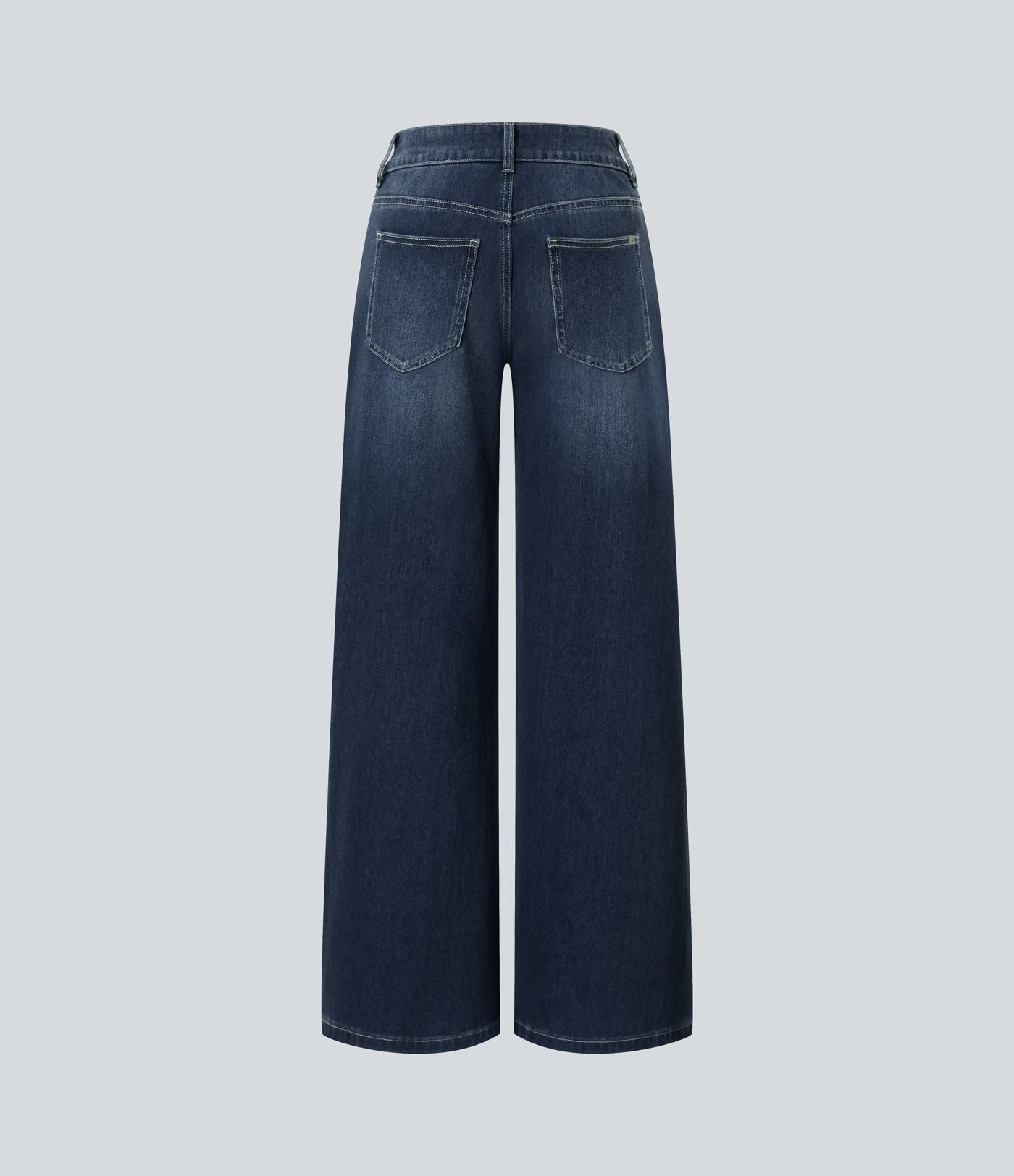 Halara Flex™ Jean Large Casual Taille Basse avec Boutons Zip Multiples Poches Lavés Élastiques et Tricotés