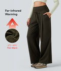 Pantalon jogging large thermique fluide chiné à rabat taille haute séchage rapide avec cordon de serrage et poches