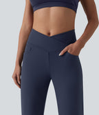 Pantalon de yoga DayStretch croisé taille haute ventre plat coupe droite avec poches