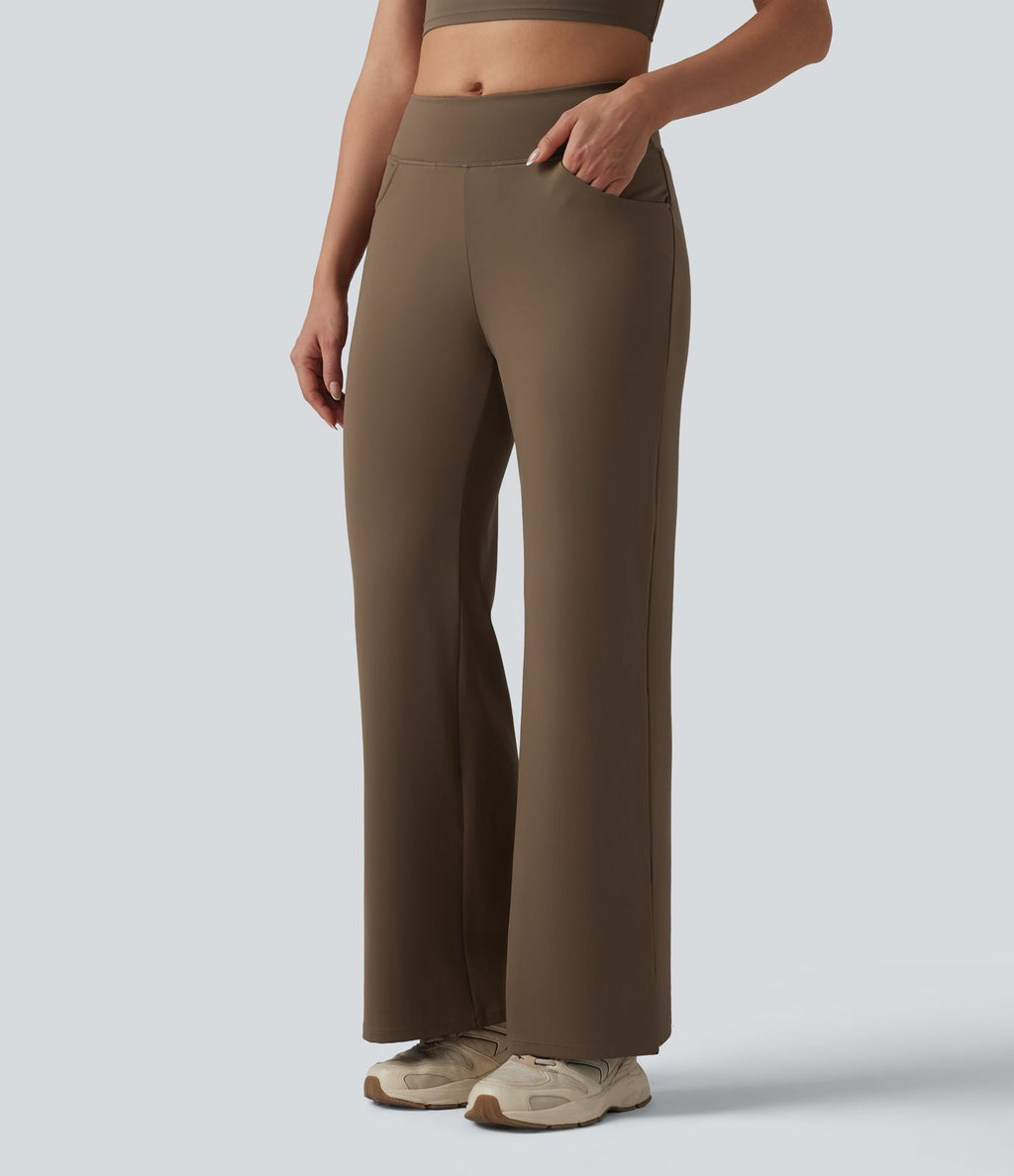Pantalon de yoga bootcut mi-taille avec poches