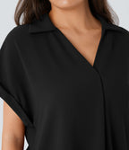 Chemise de travail col V avec ourlet arrondi