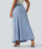 Jupe longue fluide SoftlyZero™ Airy taille haute dentelle contrastante effet frais InstantCool