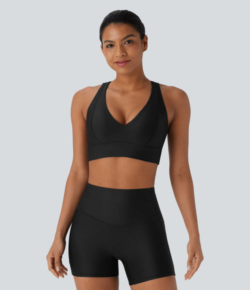 Brassière de sport yoga soutien souple brillant bonnets A-D