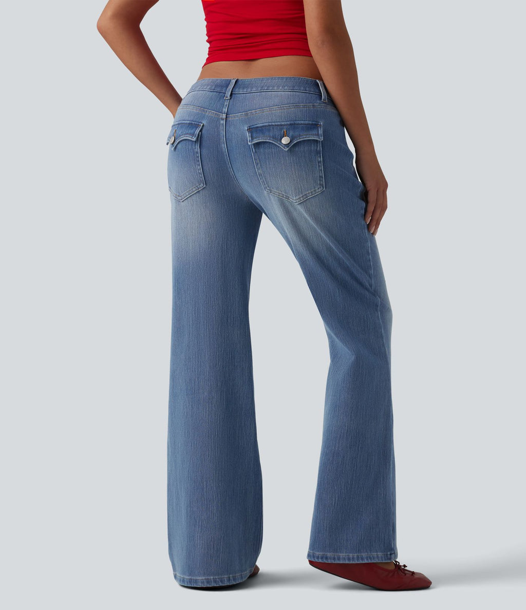 Halara Flex™ Jean droit casual taille basse avec poches
