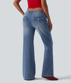Halara Flex™ Jean droit casual taille basse avec poches