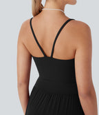 Robe longue fourreau Breezeful™ à dos nu, poches latérales, fluide et séchage rapide pour demoiselle d'honneur et invitée de mariage