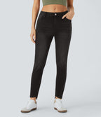 Jean skinny 7/8 décontracté taille basse Halara Flex™ avec poches zippées