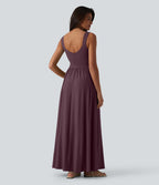 Robe longue fluide sans manches avec brassière intégrée (Bonnets E-G) et poches