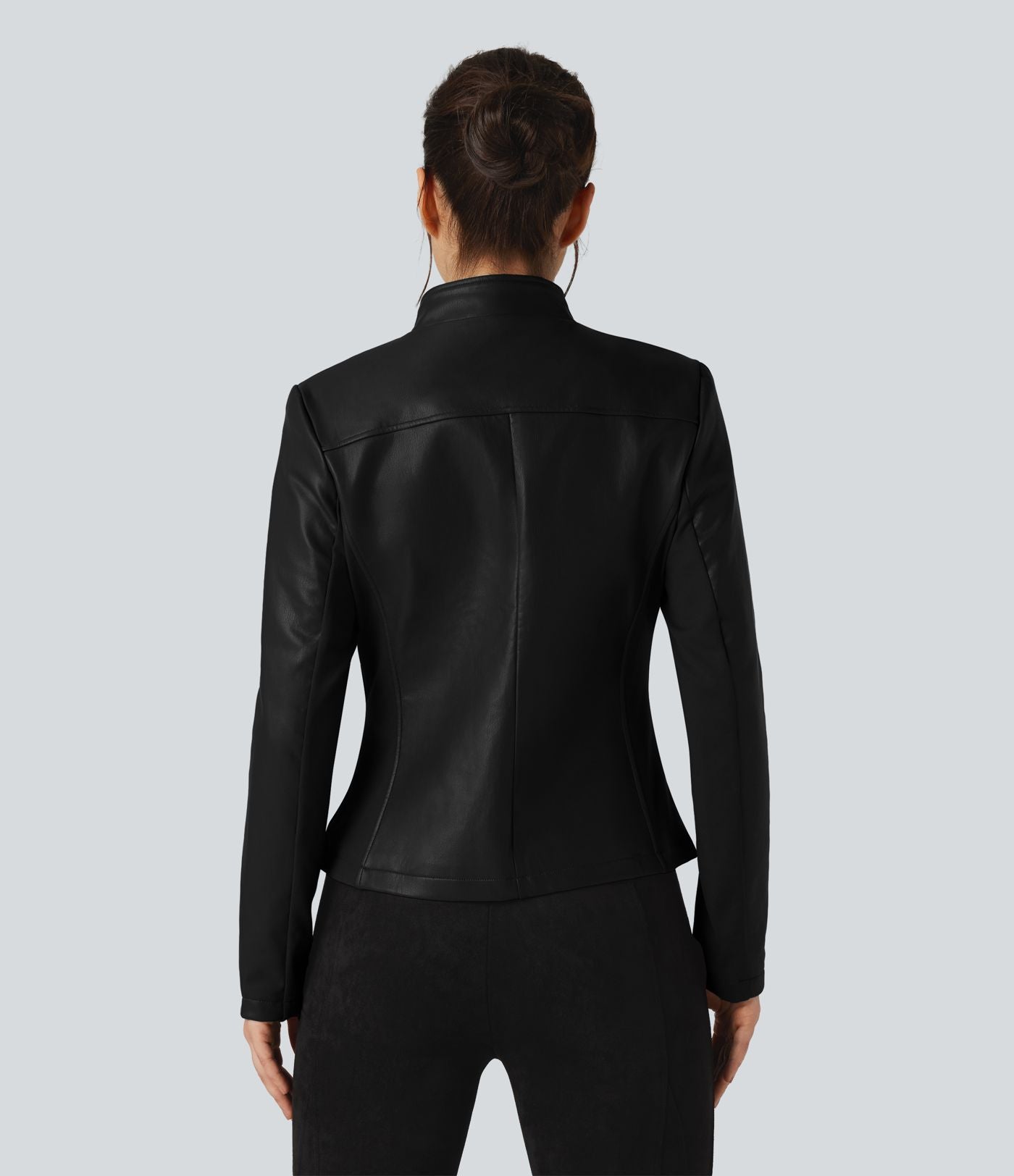 Veste polaire tissu enduit col montant zippée à manches longues avec poches