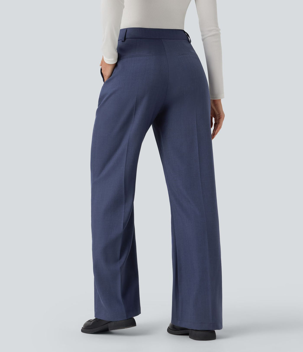 Pantalon tailleur bootcut taille haute avec poches