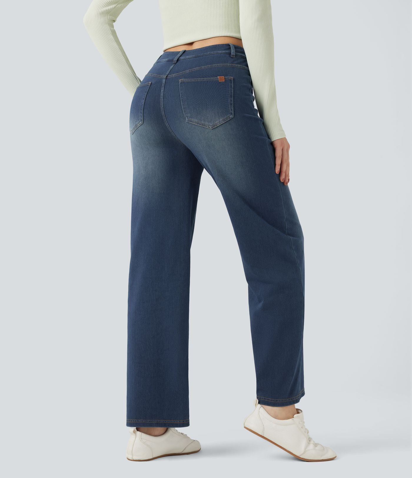 Jean droit Halara Flex™ taille mi-haute croisé gainant avec poches