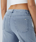 Jean Casual Halara Flex™ Taille Mi-Haute à Jambes Larges Tricot Extensible Lavé avec Poches Multiples