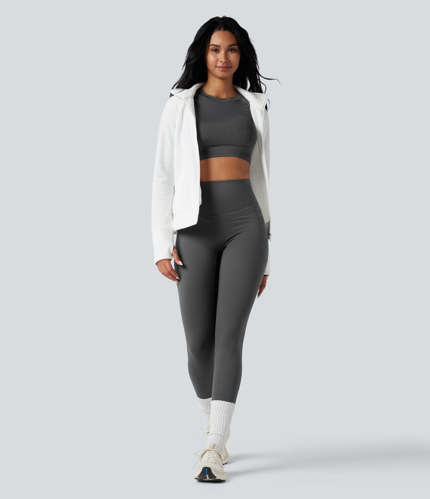 Legging running polaire thermique gainant croisé dos taille haute Halara UltraSculpt™ Heat avec poches
