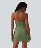 Robe mini moulante à dos nu et brassière intégrée