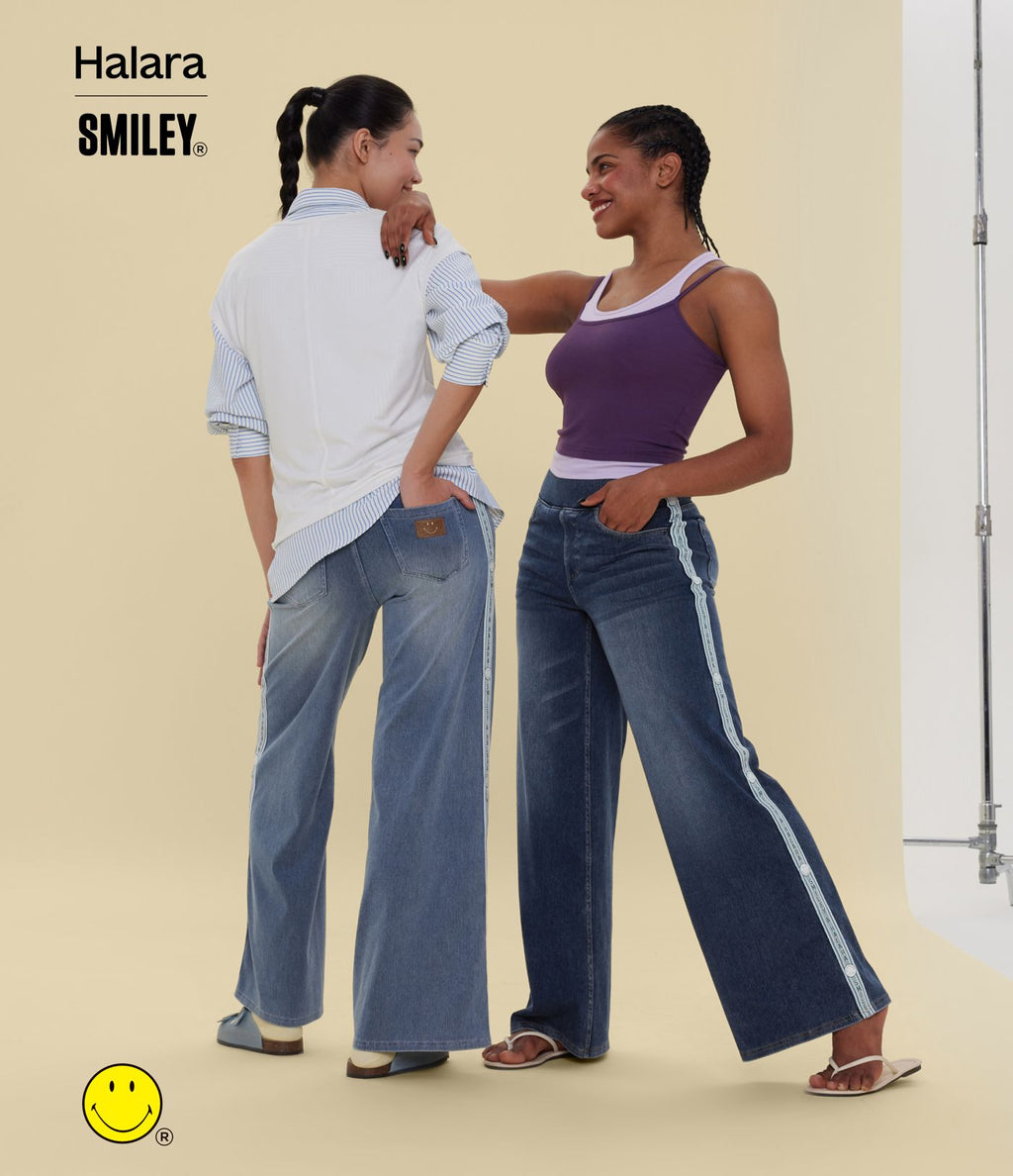 Jean large casual délavé Halara X Smiley® Halara Flex™ taille haute avec poches