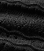 Robe pull courte col U sans manches tricot ajouré ourlet festonné
