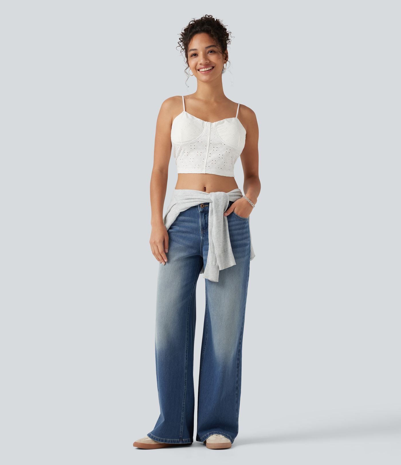 Jean large décontracté Halara Flex™ asymétrique taille mi-haute avec poches