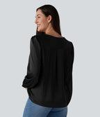 Chemisier tailleur en satin col cranté manches longues