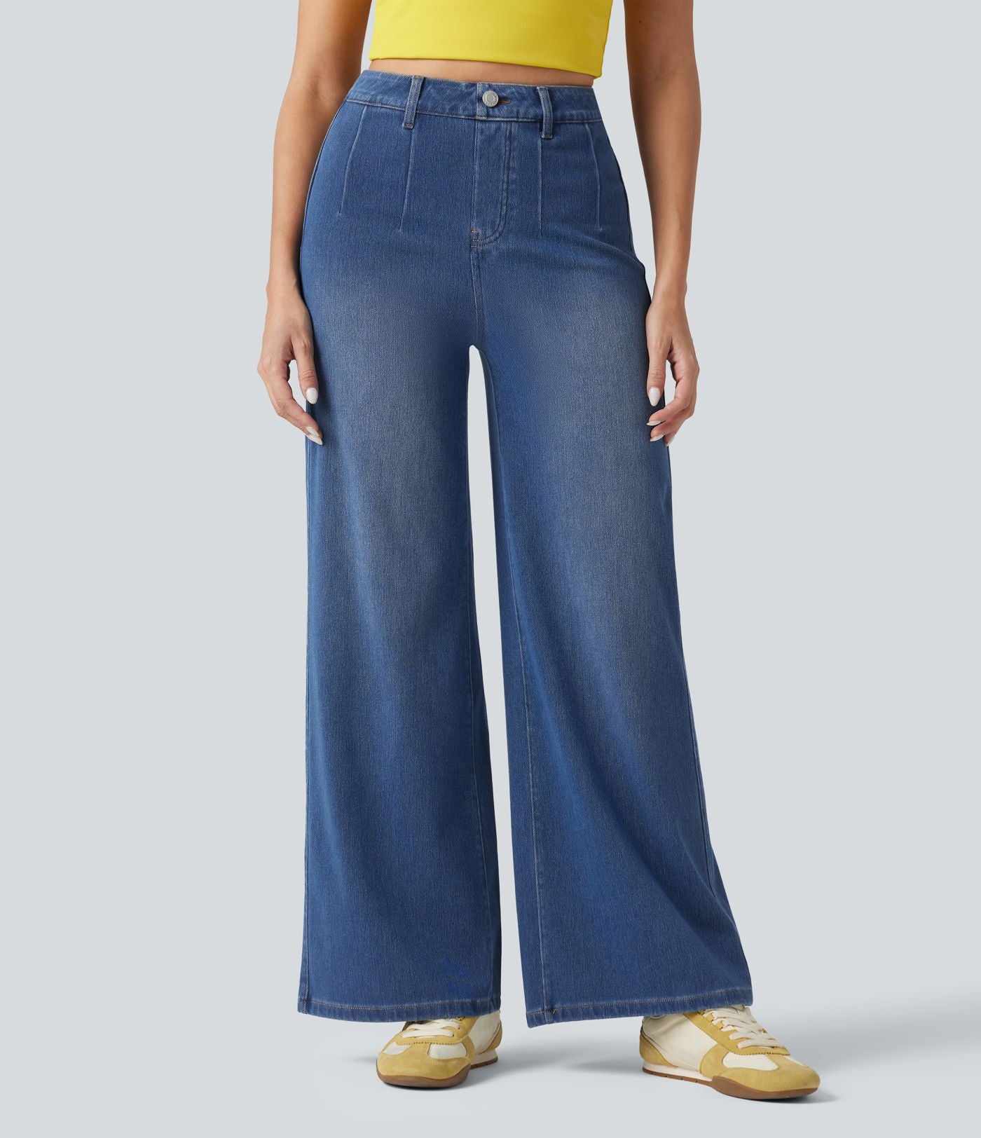 Jean large décontracté Halara Flex™ Curvy taille haute gainant avec poches