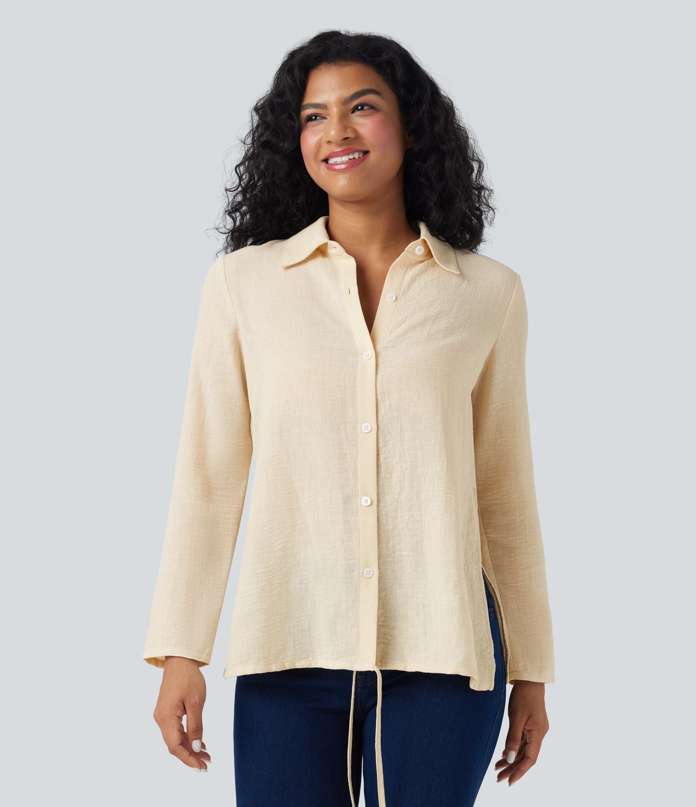 Chemise tailleur portefeuille manches longues avec lien dos
