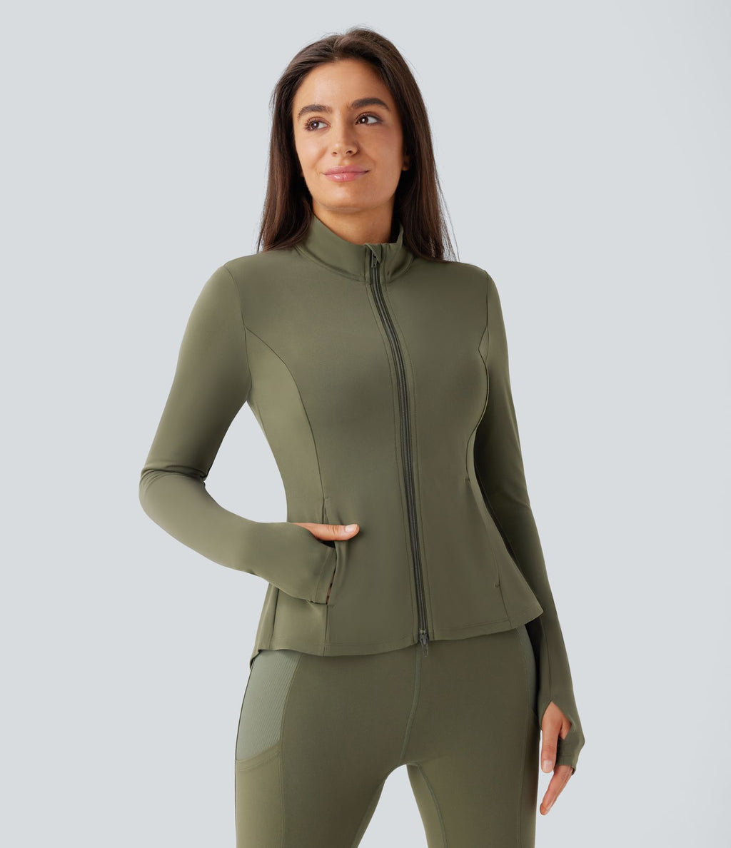 Veste d'équitation ajustée Softlyzero™ avec col montant, passe-pouces, poches, plis et fermeture éclair - Protection UPF50+