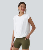 Haut de sport yoga SoftlyZero™ Airy col rond sans manches mesh contrastant effet frais InstantCool